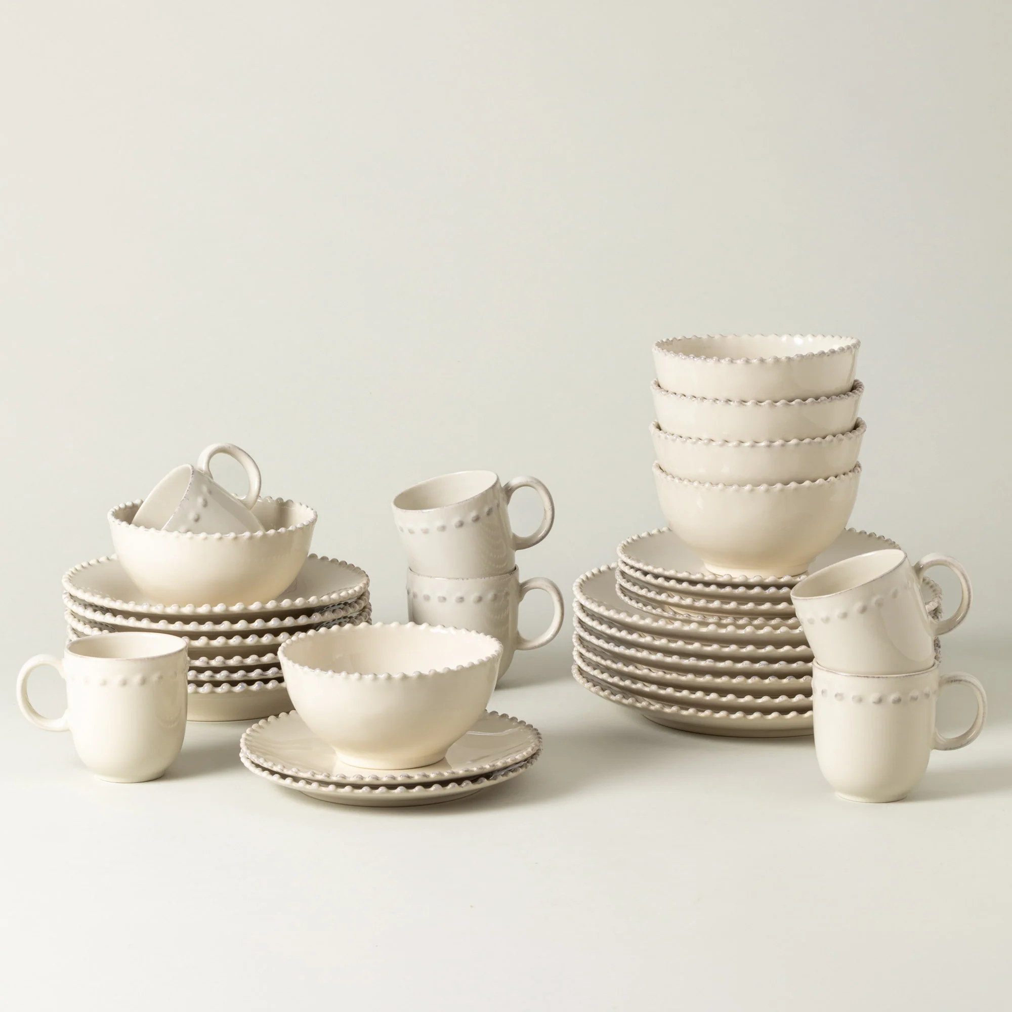 30-Piece Dinnerware Set with Soup/Pasta Plate Pearl